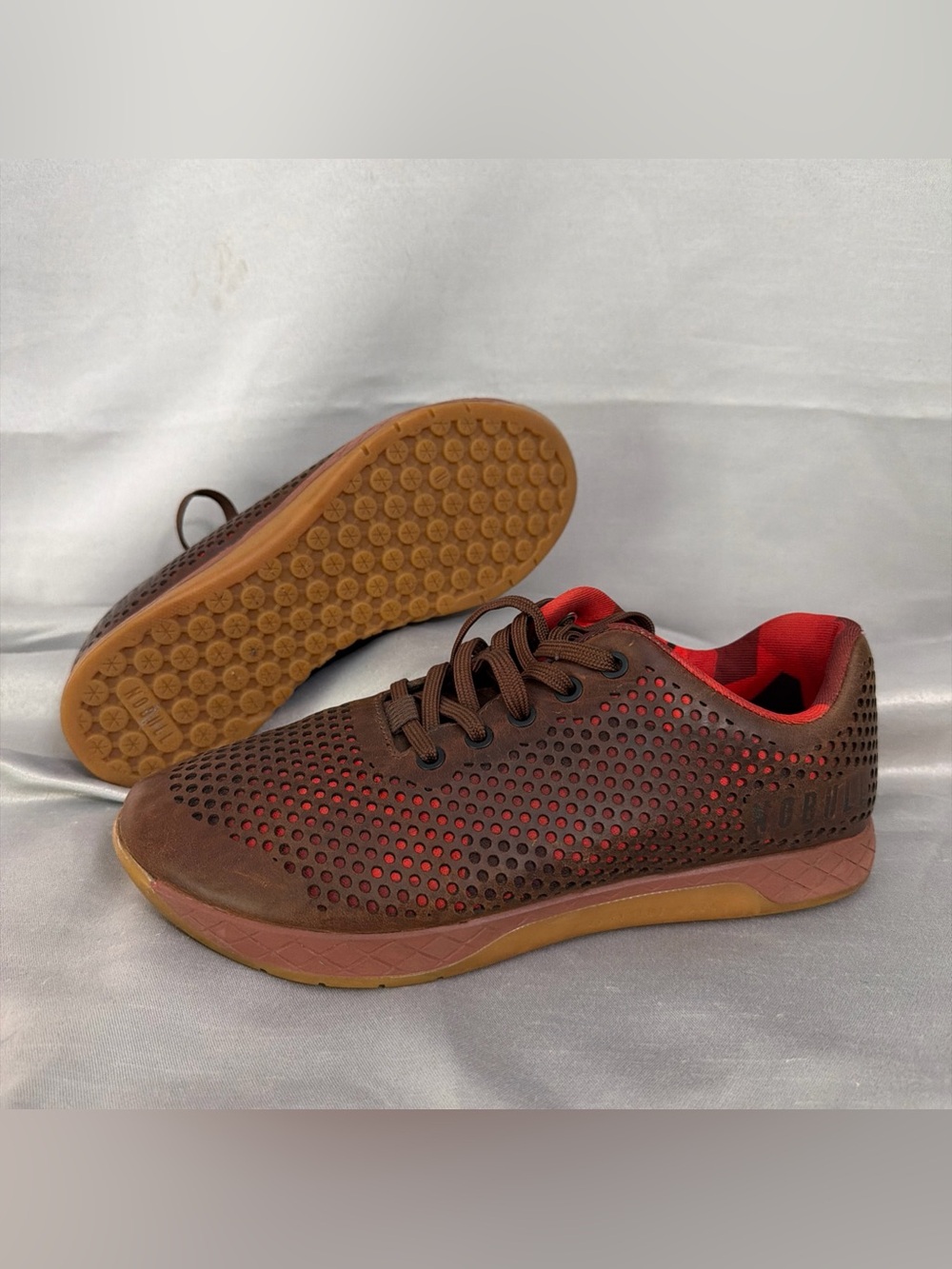 Nobull Leather Trainer W10.5 M9 Brown Black Athletic Running Shoes Sneakers